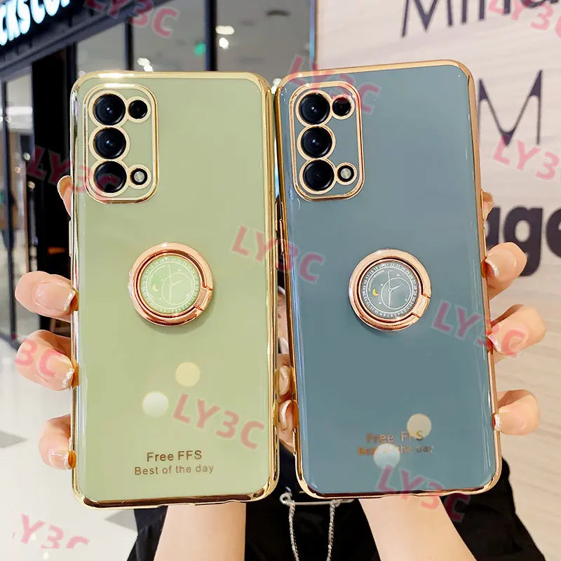 Ring Bracket Case for OPPO Reno 5 LITE 5Z 5 5G 2 Z 2z 2F 4 4G 5 PRO Electroplated Silicone Anti Drop Cover