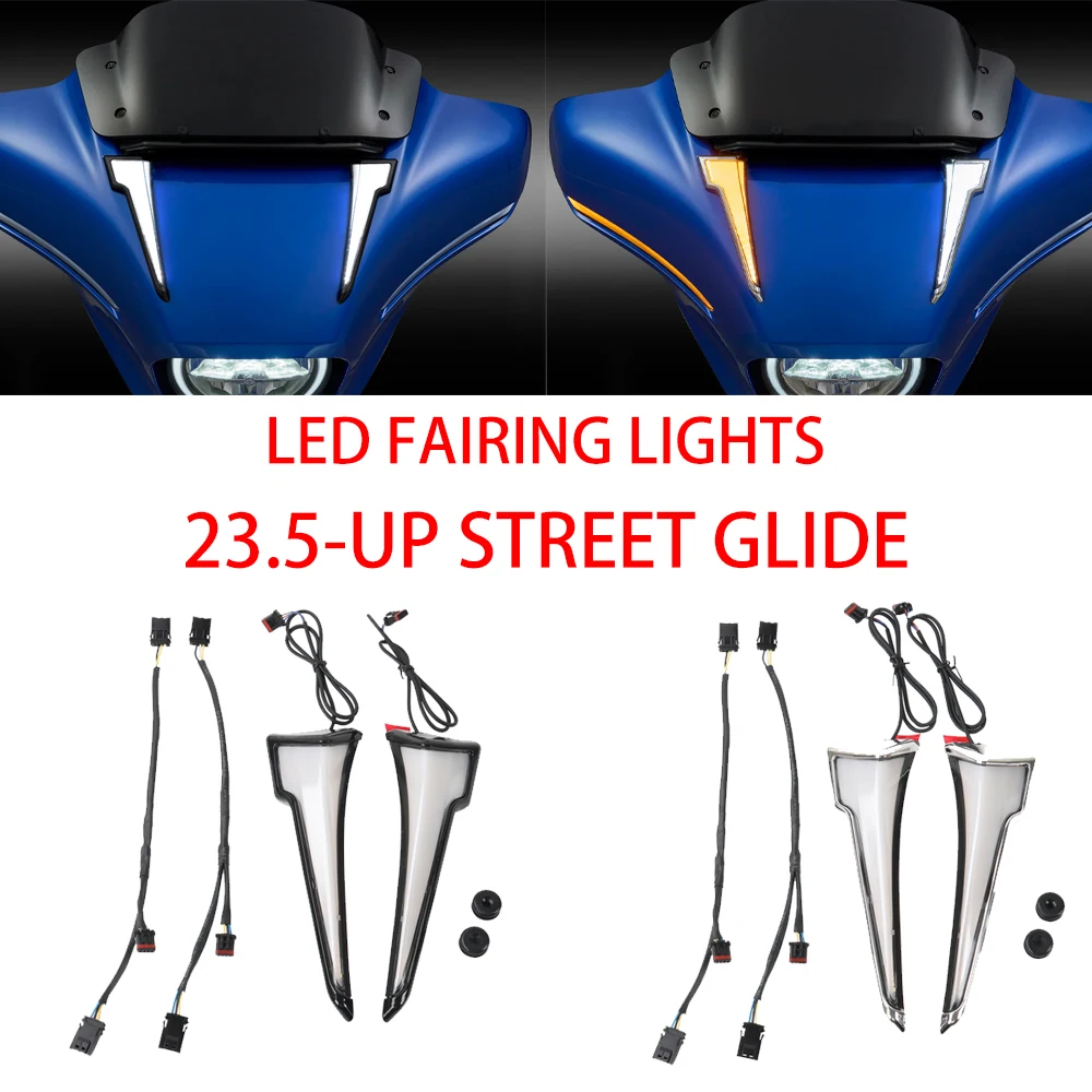 

Светодиодные передние поворотники обтекателя для Harley Touring Street Glide Ultra CVO 2023-2025, янтарные фонари