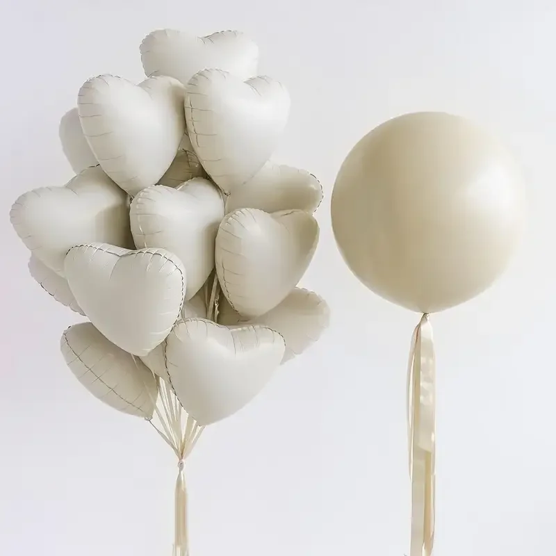 20/10pcs Cream Heart Foil Balloon 18inch Heart Shaped Birthday Helium Balloons DIY Decor Wedding Baby Shower Party Decor Globos
