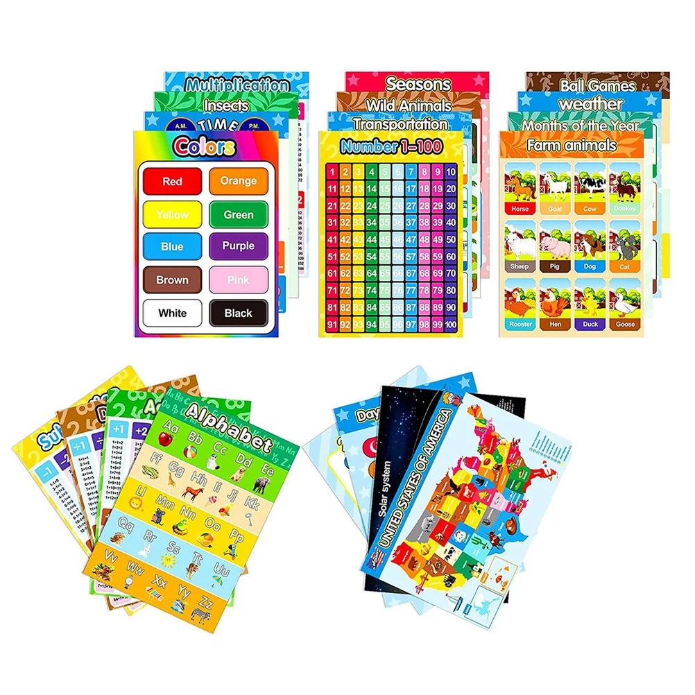 ملصقات منزلية لمرحلة ما قبل المدرسة مكونة من 16 ورقة ملصق أشكال تعليمية مثيرة للاهتمام للأطفال على أشكال غرفة الأطفال #4