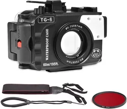 Waterproof Housing Case WPC-TG6 Diving 40M/130ft Inbuilt Leak Alarm Work for Olympus TG-6