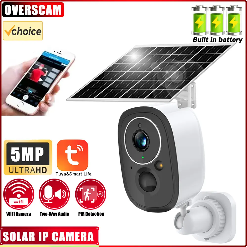 

5MP Camera Wifi Outdoor Surveillance Security Camera Solar Panel Surveillance IP Cameras Wireless 2 Way Talk PIE Human Detection