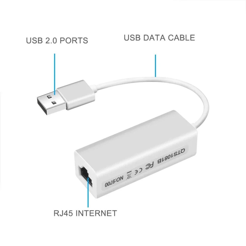 고속 휴대용 USB 2.0-RJ45 이더넷 LAN 어댑터, PC 노트북 윈도우 XP용 네트워크 카드, 50 개