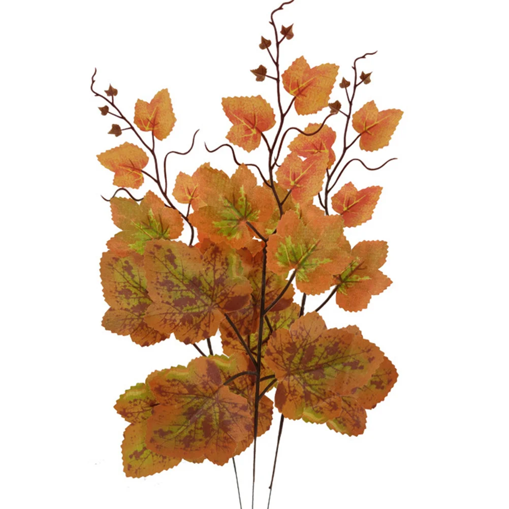 

12Pcs Artificial Maple Decor Cane Autumn Hanging Leaves Props for Wall Doors Mirror Fences Orange Orange Ornament