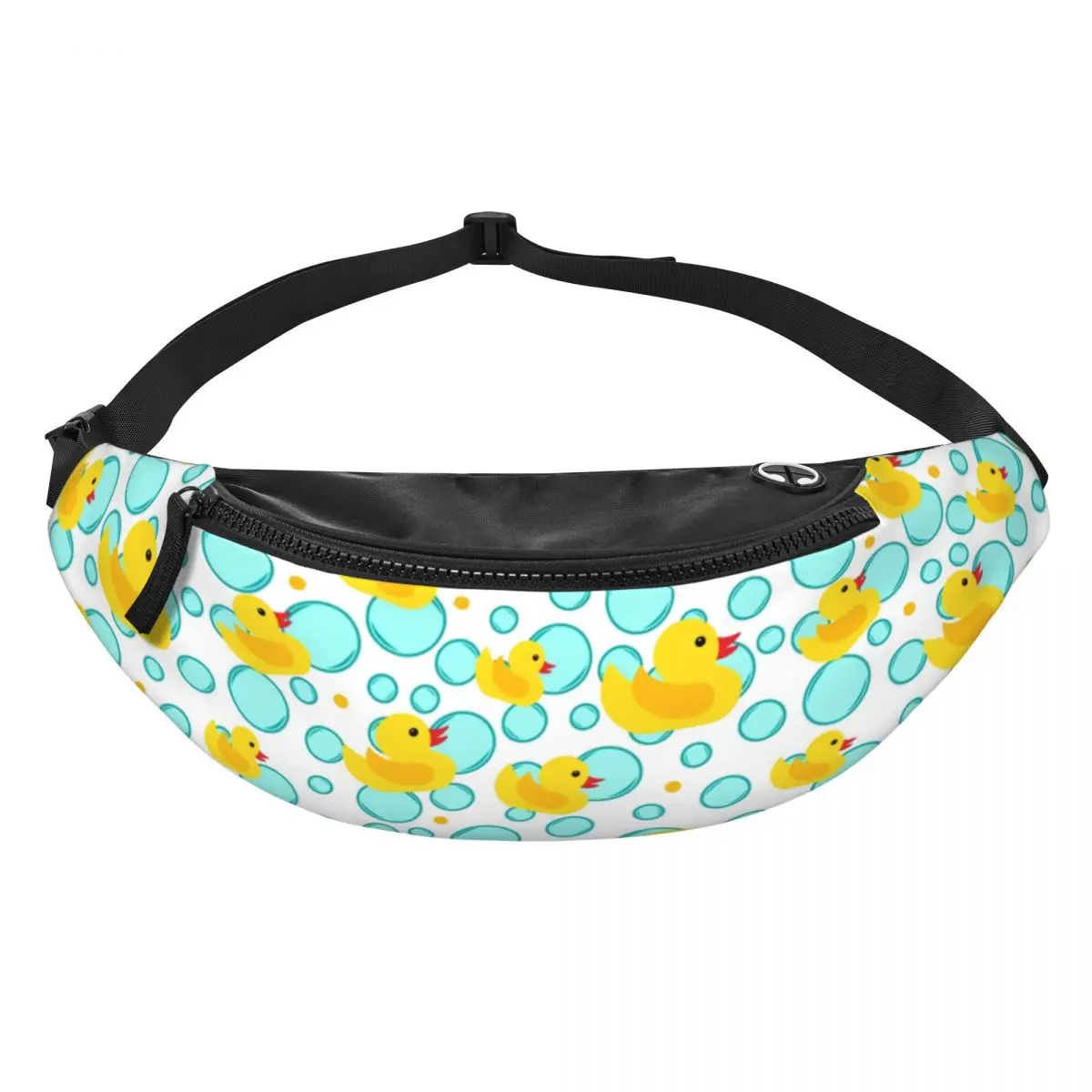 Yellow Rubber Ducks And Bubbles Fanny Pack Women Men Custom Animal Crossbody Waist Bag for Running Phone Money Pouch