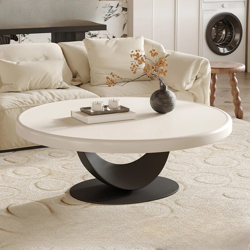 

French Solid Wood Coffee Table Living Room 2024 New Small Apartment Creative Round Table