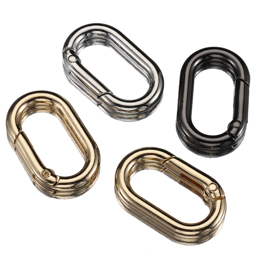 

5pcs Ellipse Carabiner Clip Snap Hooks Buckles Metal Spring Split Rings DIY Bag Dog Tag Keychain Pendant Carabiner Connector