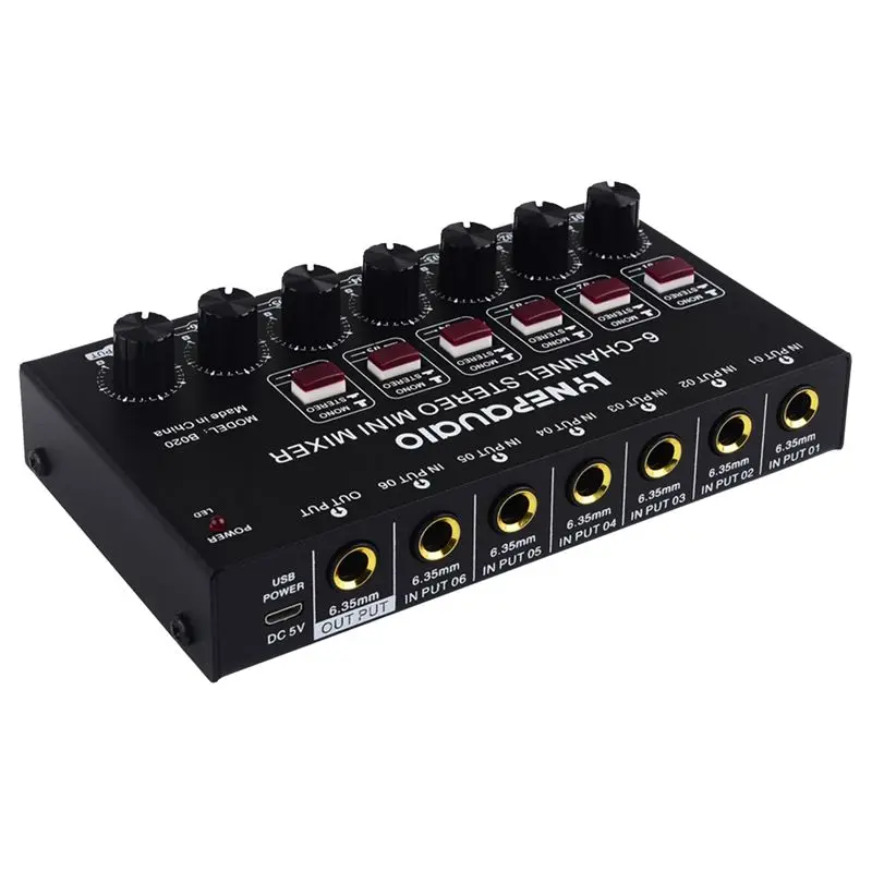 

Stylish-Mini 6-Channel Stereo Audio Mixer Musical Instrument Mixer Electric Wind/Electric Guitar/Electronic Piano/Drums Mixer