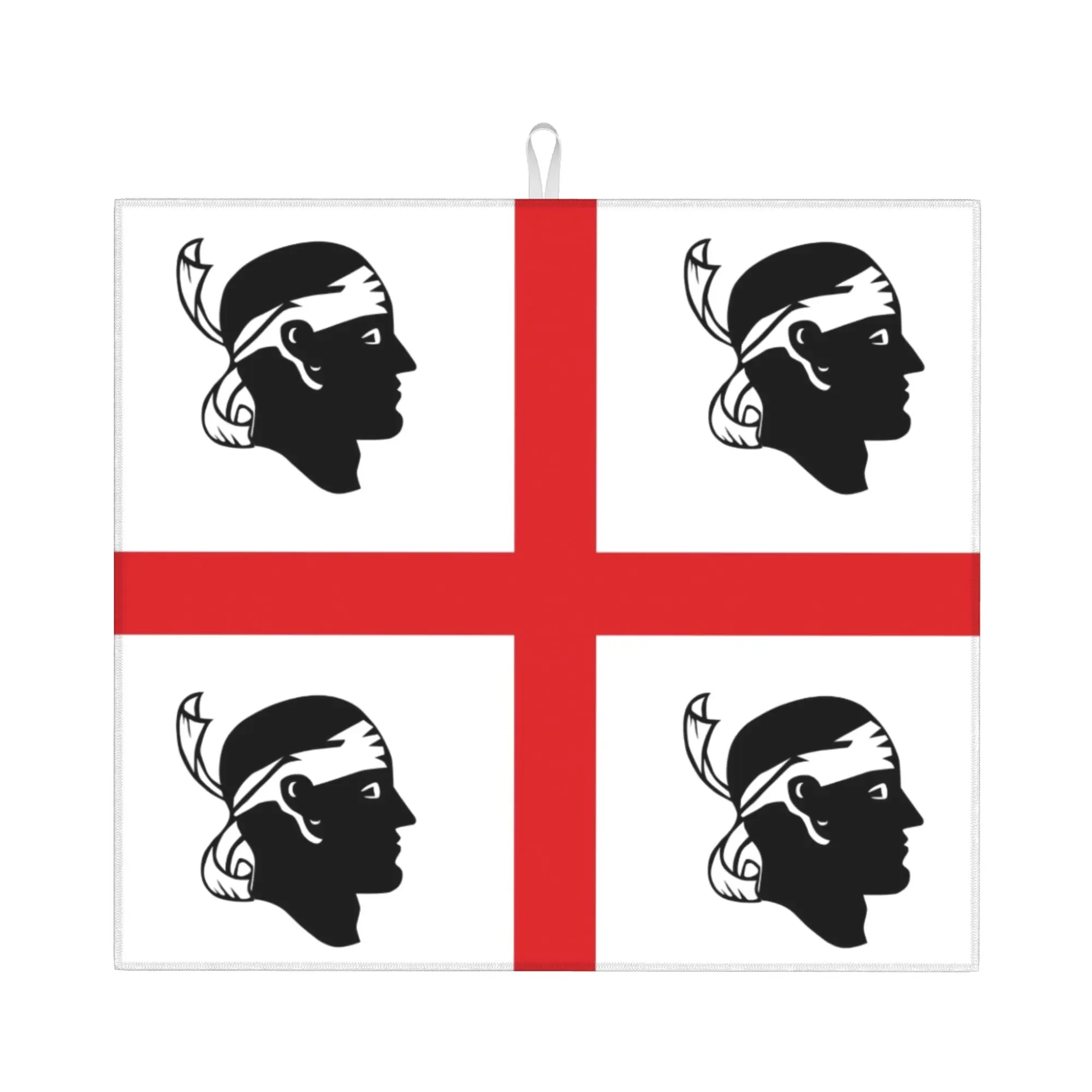 Flag of Sardinia Non‑Slip Waterproof Absorbent Barware Tableware Italy Sardegna Four Moors Bathroom Drying Mat For Kitchen