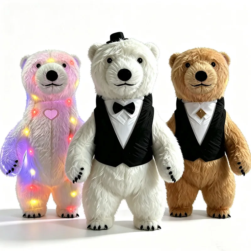Aufblasbares Eisbären-Kostüm für Erwachsene, Cartoon-Maskottchen für Einkaufszentrum-Eröffnungen, Aufführungen, tragbare Halloween-Requisite