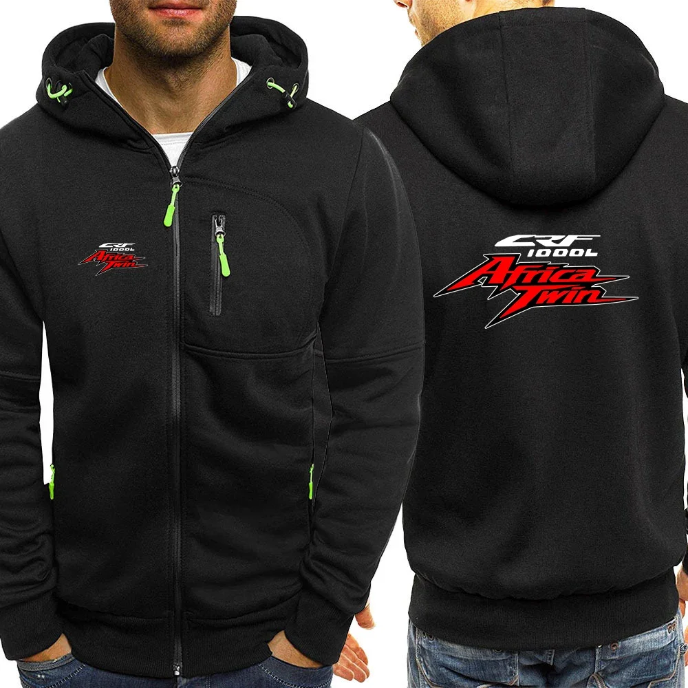 Africa Twin Crf 1000 L Crf1000 Logo Print Spring Autumn Men's New Popular High Quality Zipper Hoodies Personality Pocket Outwear