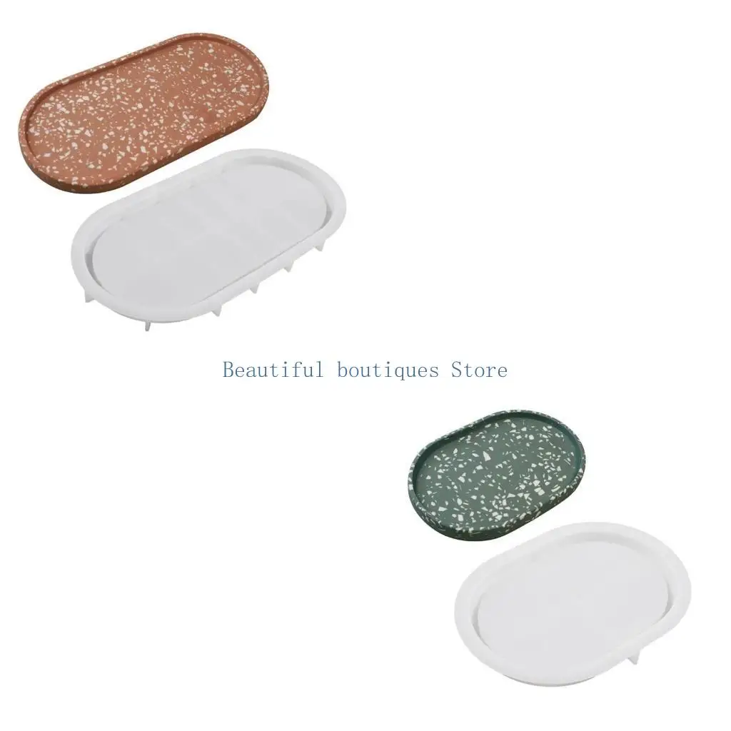 U4LF Oval Plate Coaster Silicone Mold DIY Epoxy Resin Molds Storage Tray Home Decoration Craft Making Art Supplies Handmade