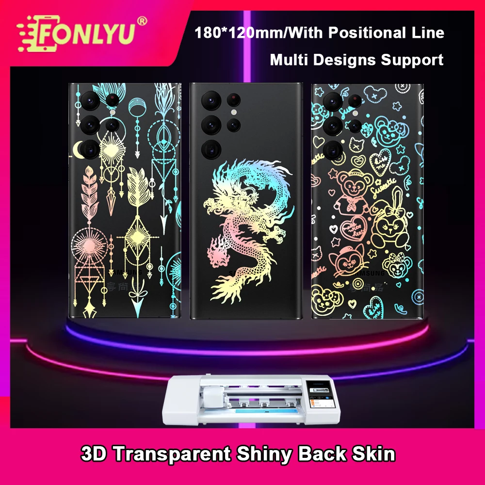 

FONLYU 3D Transparent Shiny Back Film Phone Skin for Cutting Machine Mobilephone Protective Films Back Housing Cover Sticker