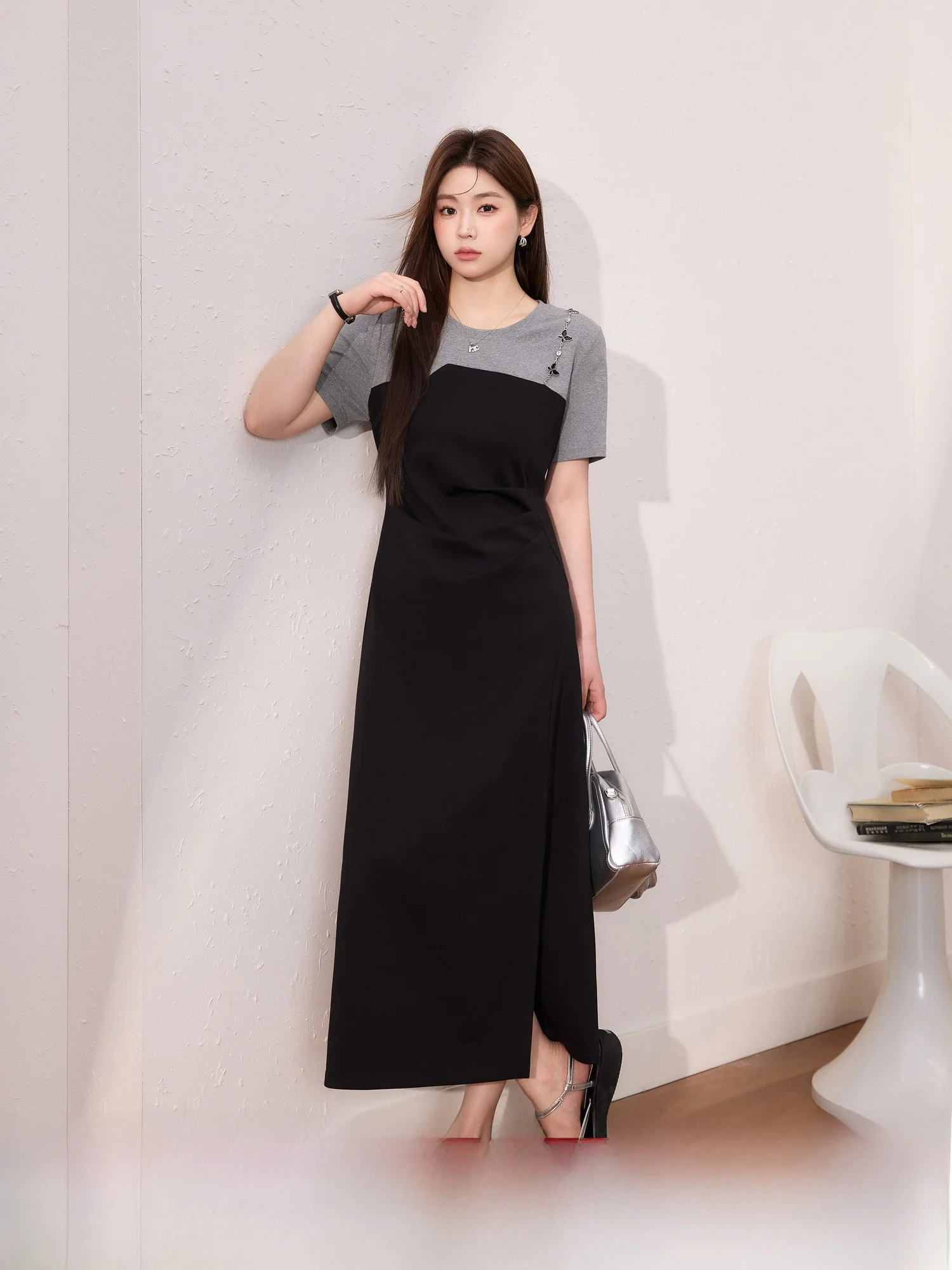 

Синяя женская юбка А-силуэта большого размера Dr Ele ort Sve, лоскутная, длинная, для лета, работы и повседневной носки