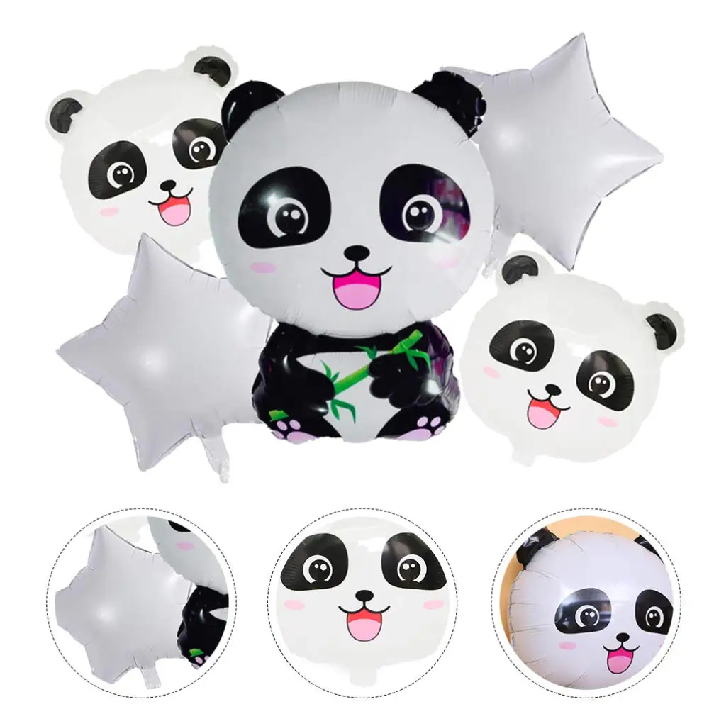 Cartoon Animal Black 32 pollici Foil Number Balloon Set Star Panda bambini Birthday Party Decoration Baby Shower Kids Animal Ballon