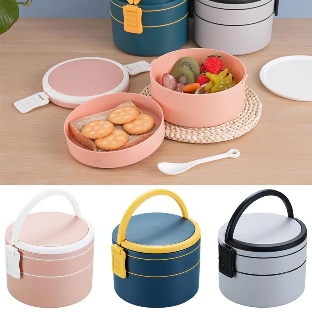 Portable Double-layer Lunch Box Leak Proof Divided Containers Bento Model Box 6 Thermal Microwave Food W6C2