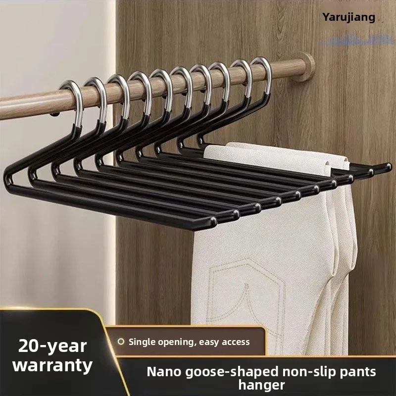 

No-Trace Goose-Shaped Pants Hanger Sliver Z-Form Wardrobe Built-In Professional Organizer Metal Casual Pants Clothes Hanger