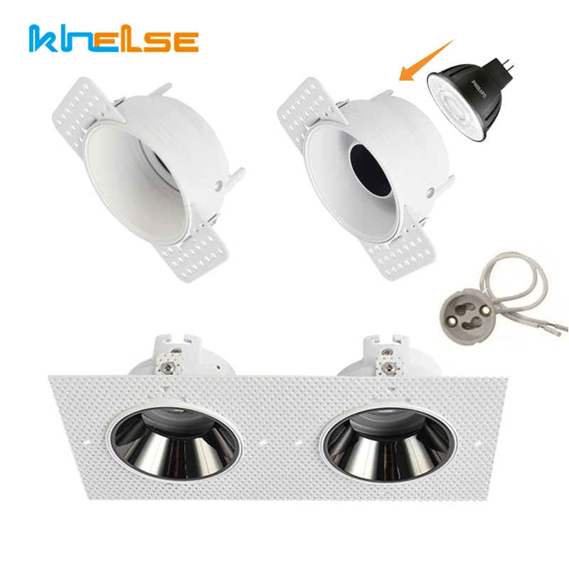 

Trimless Plastering LED Downlight Bracket Adjustable Recessed Ceiling Spotlight Frame Socket GU10/MR16 Lamp Holder Fitting