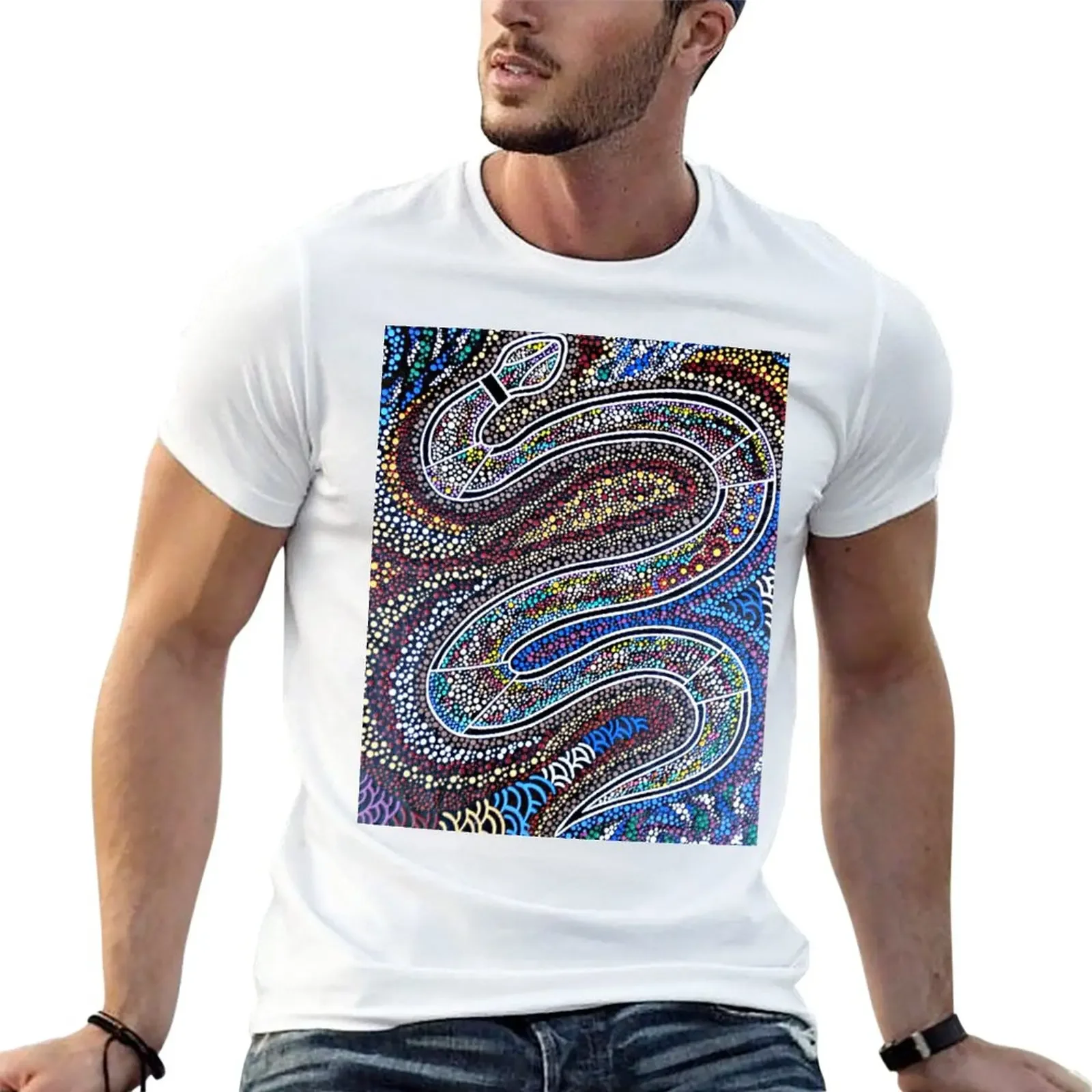 New Rainbow Serpent T-Shirt animal prinfor boys baggy shirts men clothing