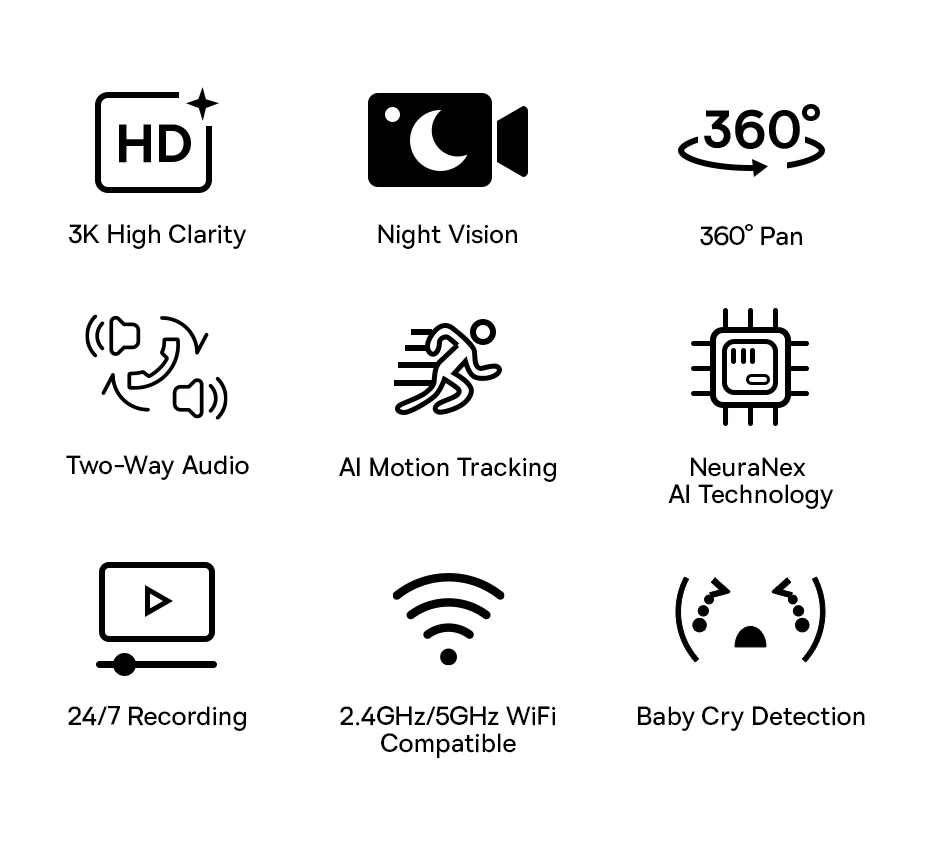 Baseus 4MP IP Kamera Smart 5G WIFI Sicherheit Kamera Indoor Hause Schutz PT 3K Hohe Klarheit Zwei-wege Audio Überwachung Kamera – Detail 2
