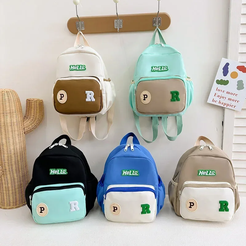 Cute Cartoon Letter Printed Kids Backpack Boys Girls Travel Camping School Children Backpack Nylon Zipper Fashionable Bag