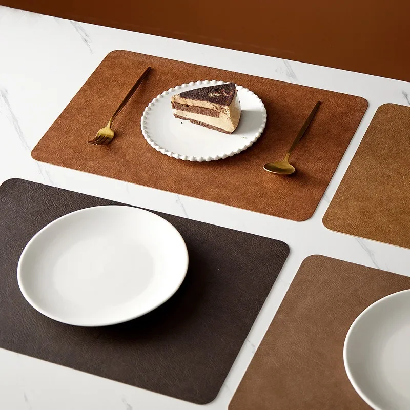 

1 set of meal mats Faux Leather Placemats and Coaster Non-Slip for Kitchen Dining Table Conference Restaurant Coffee Cup Mat