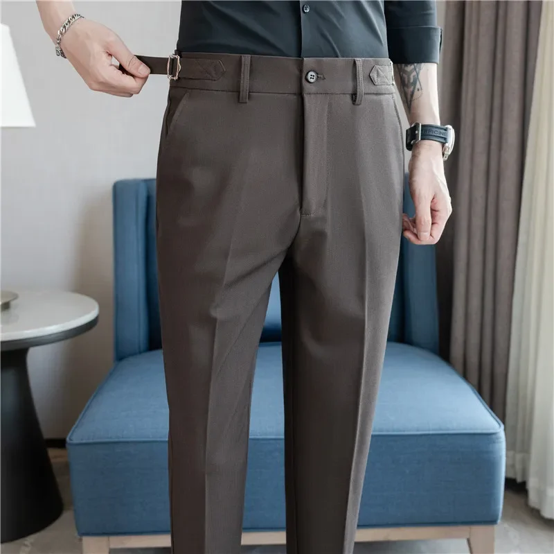 Men Suit Pants 2024 Autumn British Style Casual Slim Fit Trousers Solid Party Wedding Formal Dress Pants Fashion Men Clothing