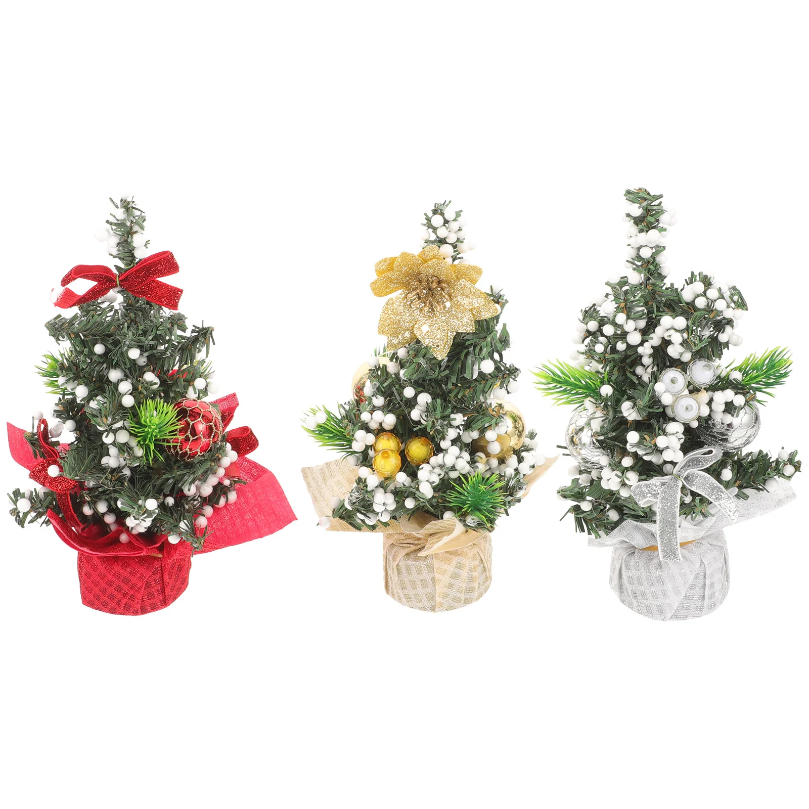 3Pcs Mini Christmas Tree Artificial 20cm Tabletop Ornament Desktop Decoration Christmas Tree Decor Holiday Party Decor