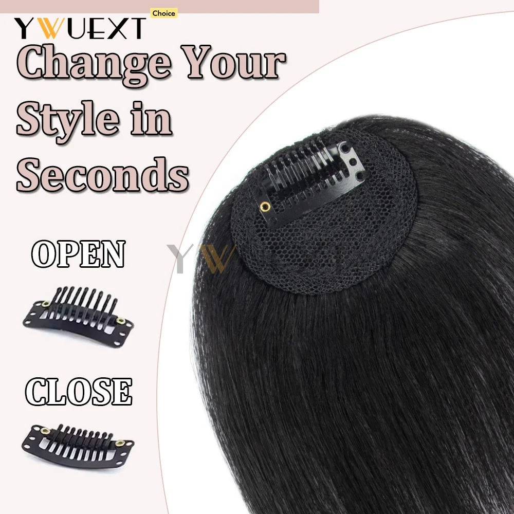Clip In Human Hair Bangs Straight Hair Piece Machine Remy French Bangs for Women Easy to Wear and Remove Hairpiece Thin Hair image 3