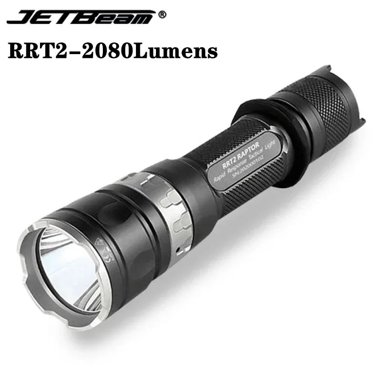 

Jetbeam RRT2 Raptor Rechargeable Tactical Flashlight LUMINUS SST-70 2080LM Powerful Mini Torch for Self-driving Travel Camping