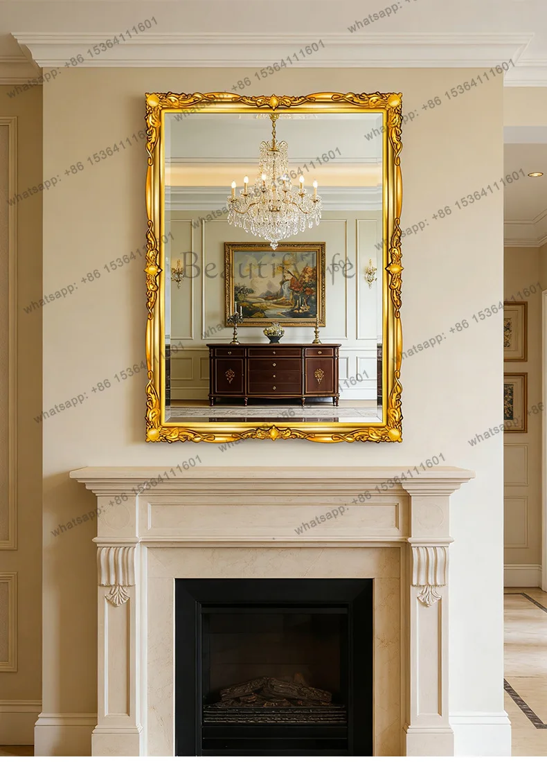 French decorative mirror home retro living room luxury fireplace mirror