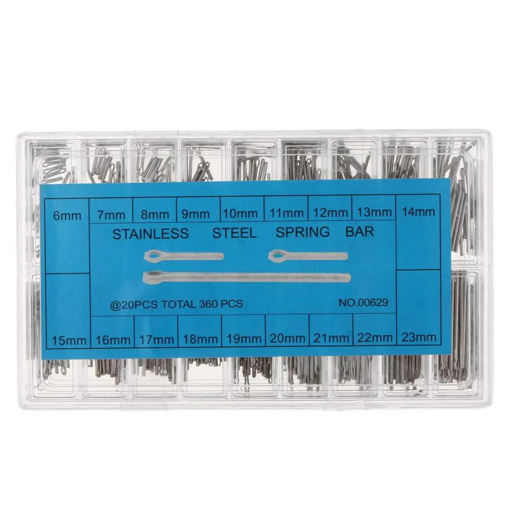 Pino de ligação de banda inoxidável 360pcs com caixa de armazenamento de plástico