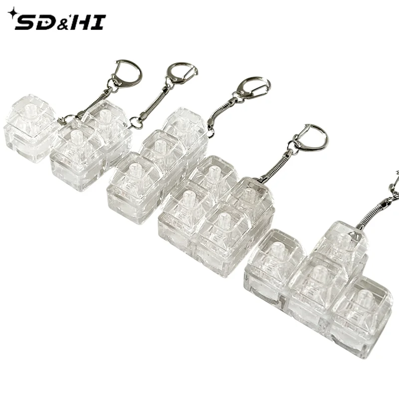 โปร่งใส 1/4 คีย์คีย์บอร์ดเครื่องทดสอบ LED คีย์บอร์ดของเล่นความเครียดบรรเทา DIY ปุ่ม Keycap พวงกุญแจของเล่น