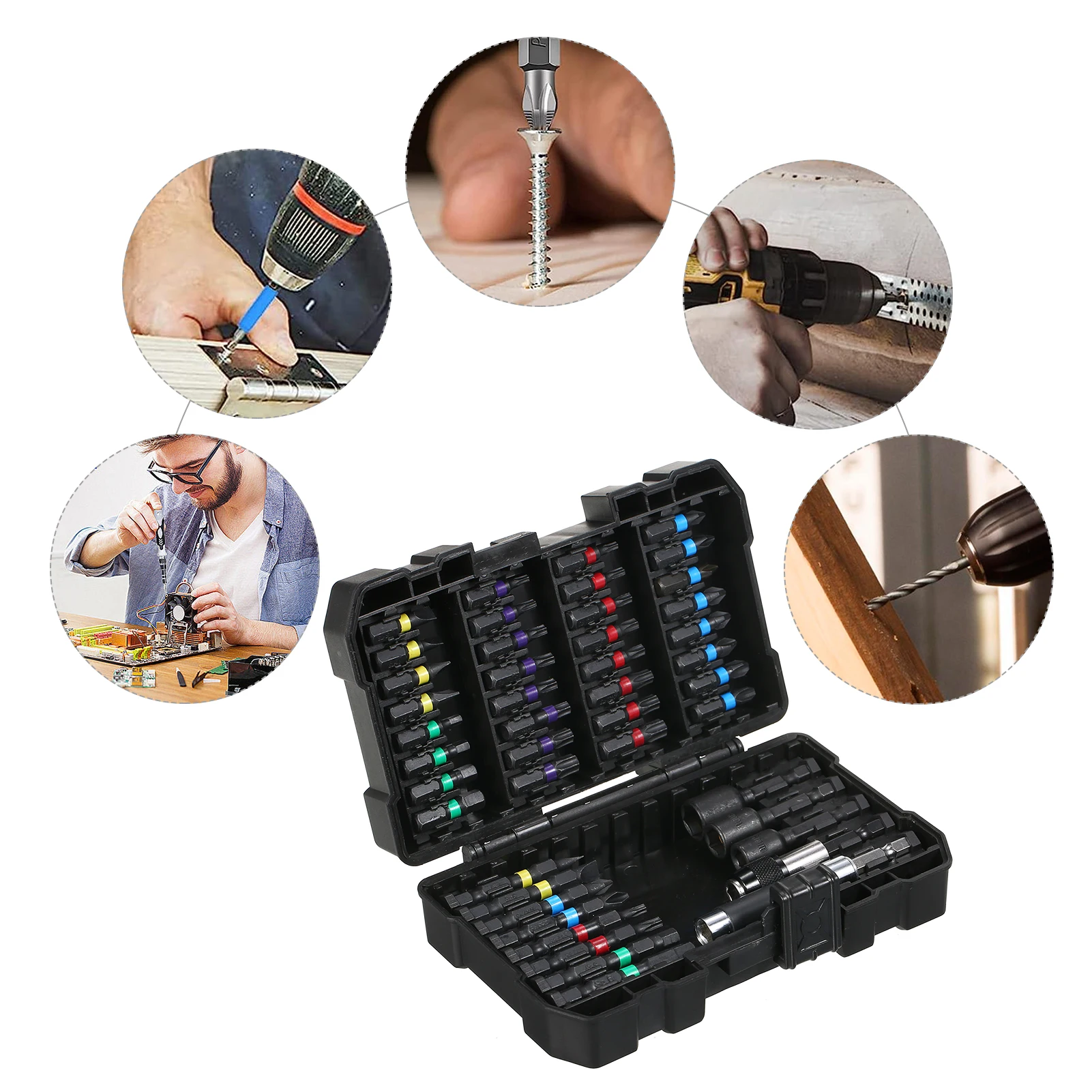 

【HOT】15/20/45PCS Drill Bit Set Screwdriver Bit Set Impact Driver Bit Set for Wood, Metal, Steel and Security Screwdriver Bits