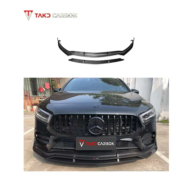 Real Car Data Development universal rear spoilers Dry Carbon Fiber Front Bumper Lip For BENZ AMG A35L W177