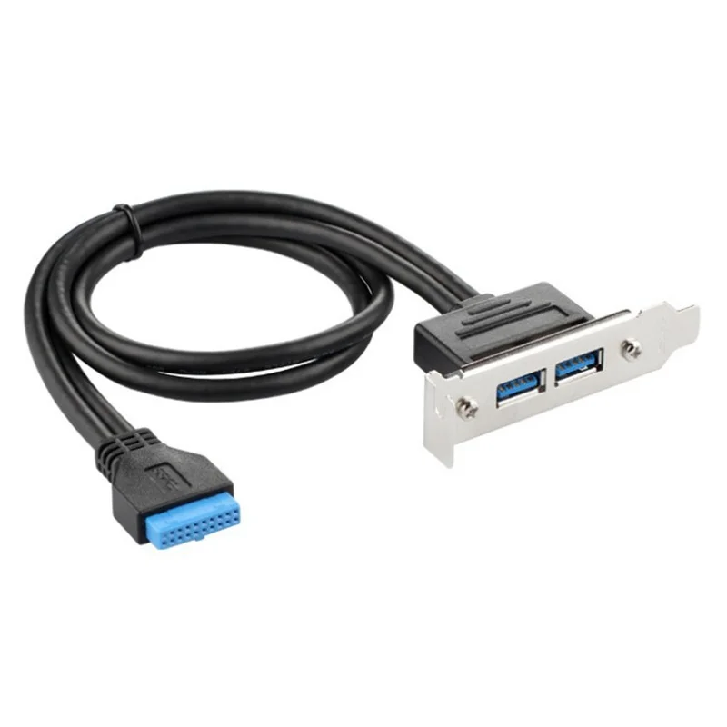 

USB 3.0 Dual Female Plug and Play Mount to Motherboard 20pin Header Cable 0.5m