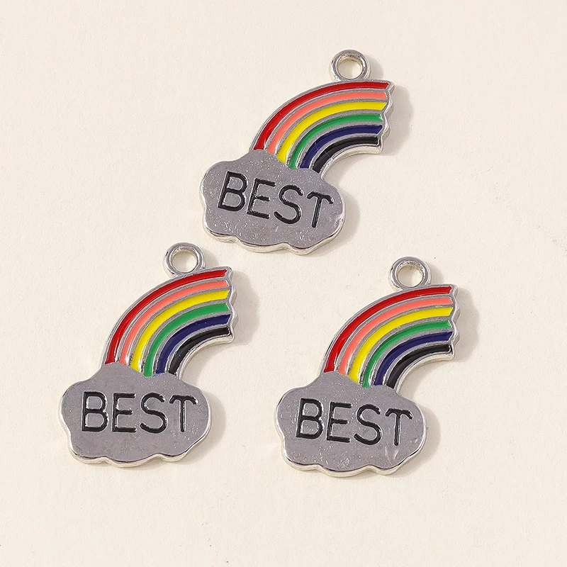 

20pcs Cute Metal BEST FRIENDS Rainbow Charms Pendants for Jewelry Making Earrings Necklaces Bracelets Accessories DIY Craft Gift