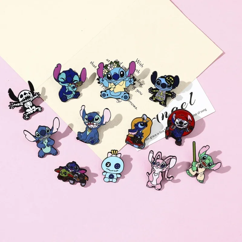 25pcs Lilo and Stitch Enamel Pins Cartoon Stitch Badge for Backpack Disney Brooches for Kids Gift Women Fashion Accessories