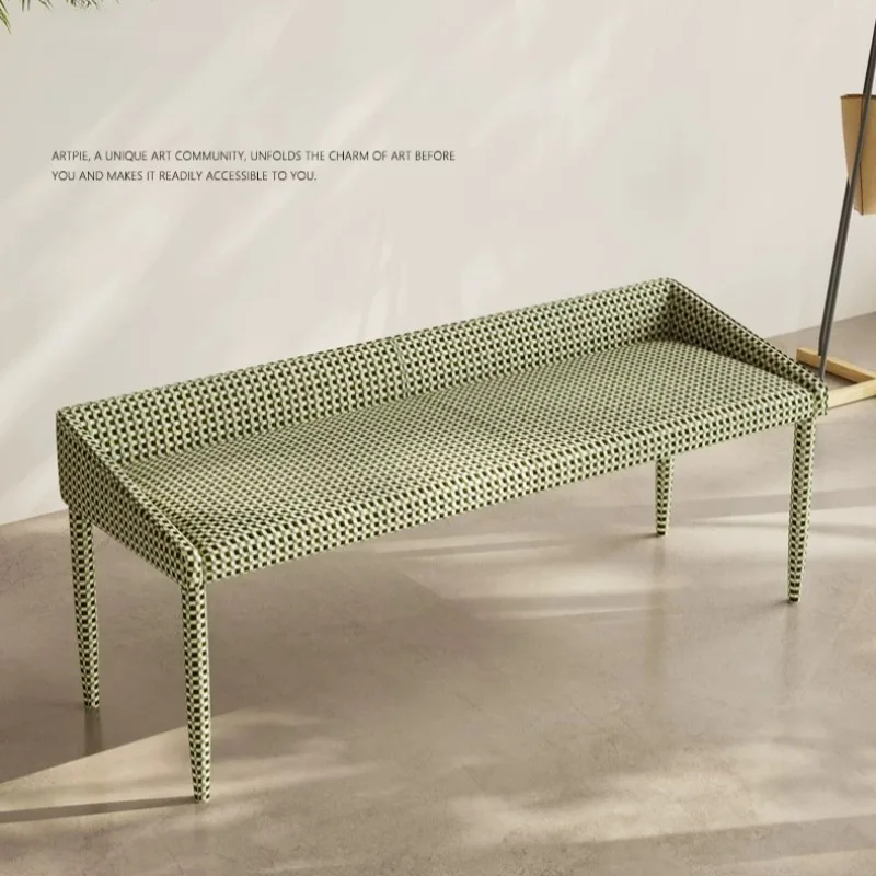 

Italian minimalist bedroom bench, simple solid wood avocado sofa dining chair soft backrest