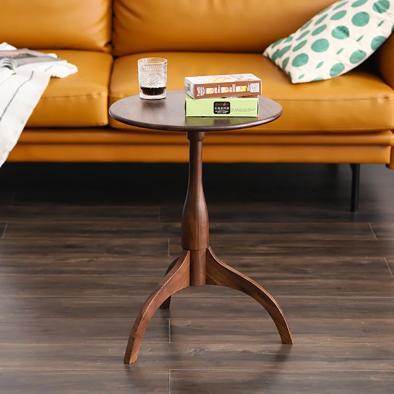 Coffee table mini solid wood round living room simple sofa small side table