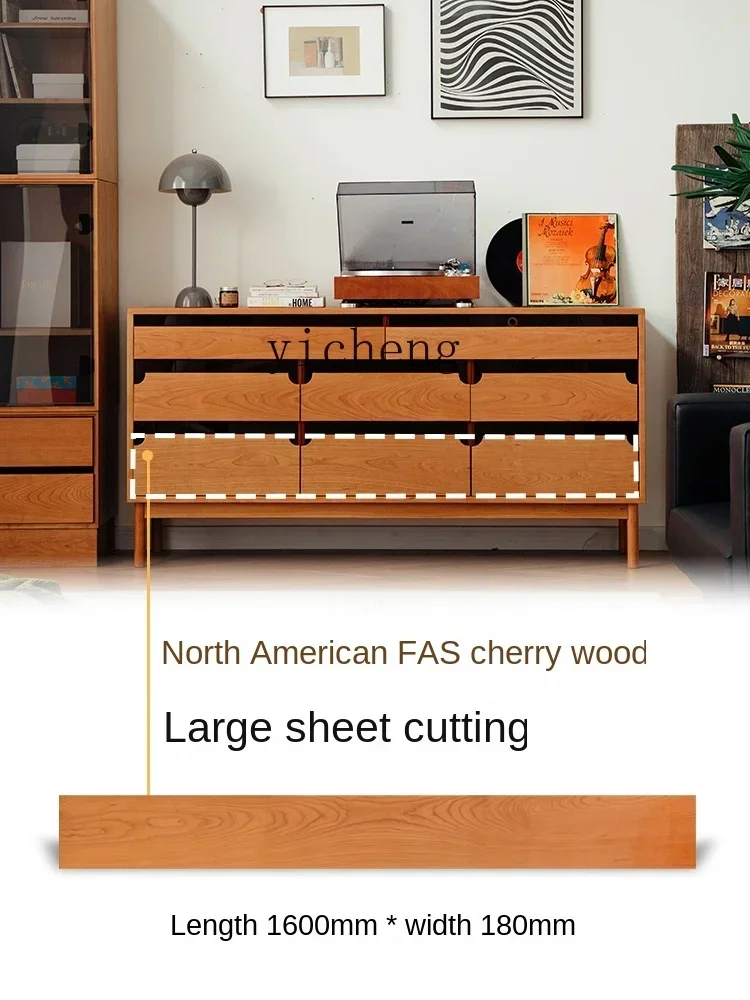 

XL Cherrywood Eight Spares Cabinet Solid Wood Storage Organizer Drawer Nine-Drawer Cabinet Log Wide Side Cabinet
