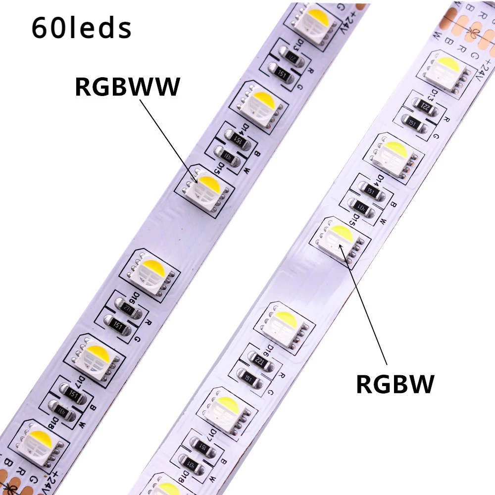 Taśma LED DC24V 12V 5m 5050SMD RGBW RGBWW 4w1 60 diod led 120 diod 108 diod led/M Elastyczna taśma świetlna RGB Biała / Ciepła dekoracja