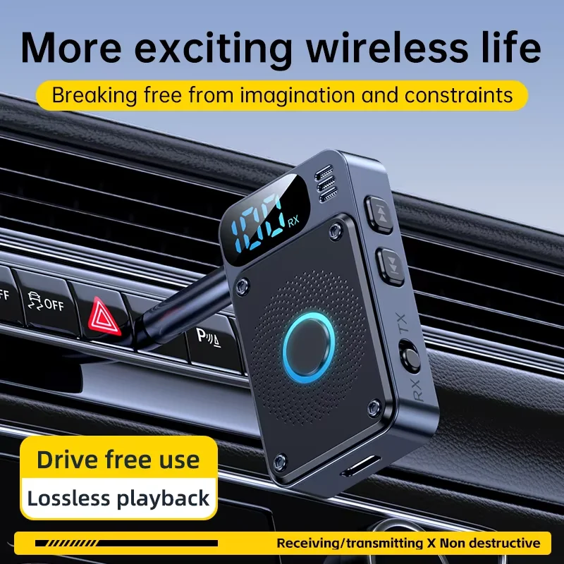 Transmisor receptor 2 en 1 con Bluetooth 5,4, adaptador inalámbrico de Audio de 3,5 MM, AUX, manos libres, para coche, avión y TV