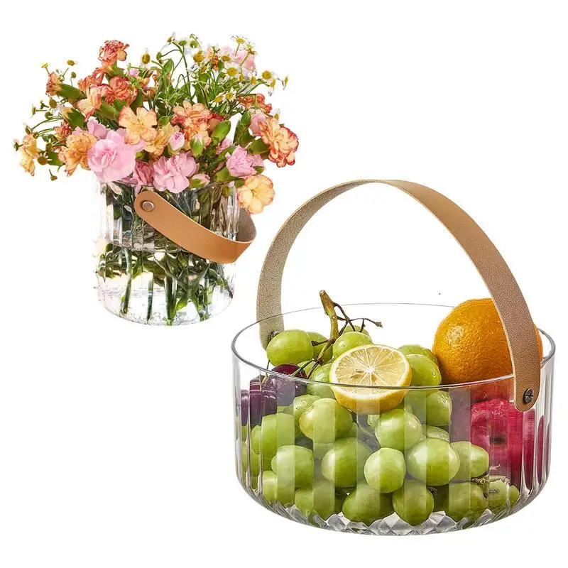 Portable Basket Fruit Plate Bar Ice Bucket Uncovered Beverage Beer Transparent Bucket Ice Storage Bucket Fruit Basket Organizer