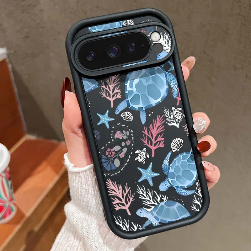 Sommer Ozean Schildkröte Delphin Druck Telefon Fall Für Google Pixel 8 Pro 8A 7A 9 Pro XL stoßfest Weiche TPU Abdeckung Für Pixel 9 8 7 Pro
