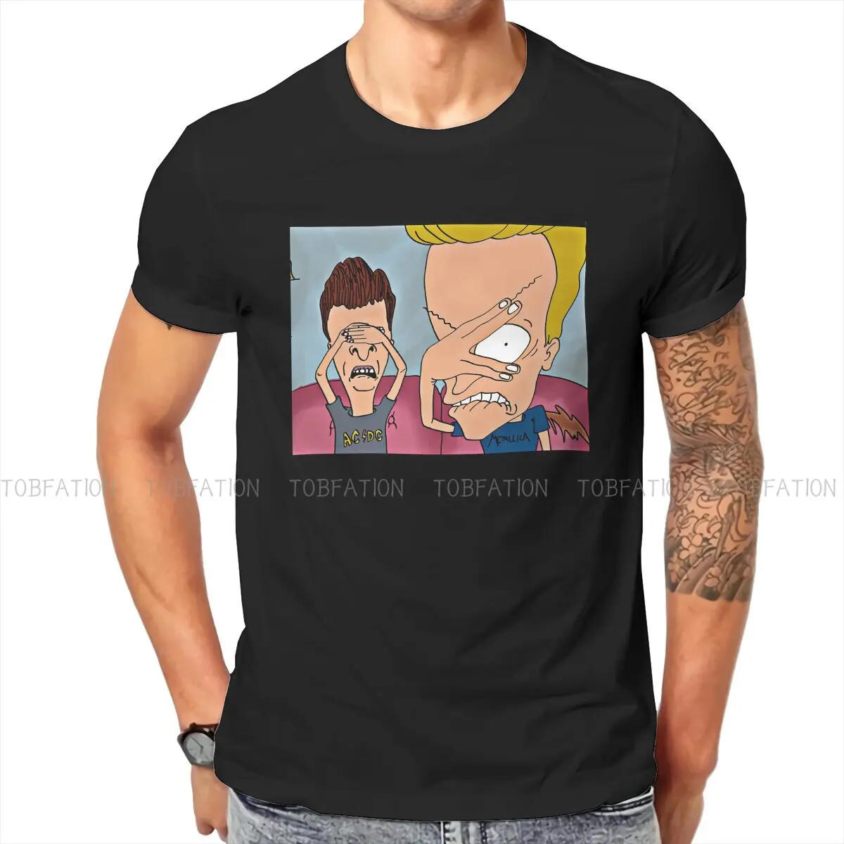 Beavis and Butthead Funny Sarcastic Cartoon Look T Shirt Goth Men Tees Summer Polyester Clothing Harajuku Crewneck TShirt