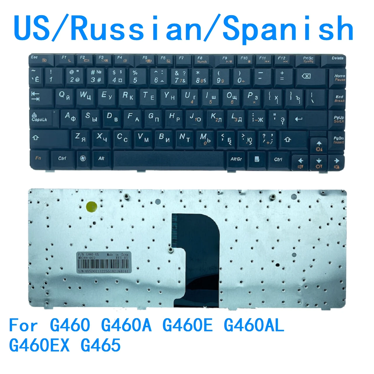New US Russian Spanish Language  Keyboard For Lenovo G460 G460A G460E G460AL G460EX G465 Notebook PC Replacement Keyboard
