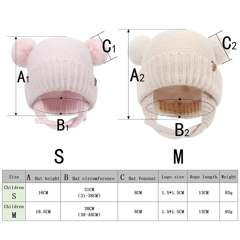 Baby Hat Boys Girls Cute Pompom Caps Bonnet Autumn Winter Ear Warm Baby Beanie Newborn Children\'s Hats Knitted Solid Kids Caps