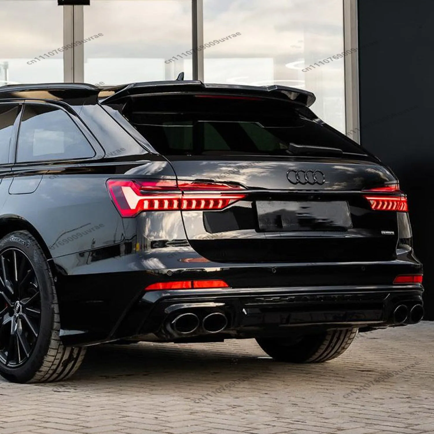 Gloss Black Rear Roof Spoiler Caps For AUDI S6 A6 C8 TSI TDI S-line Avant 2019-2025 Car Rear Top Tail Wing Bodykits Tuning view 3