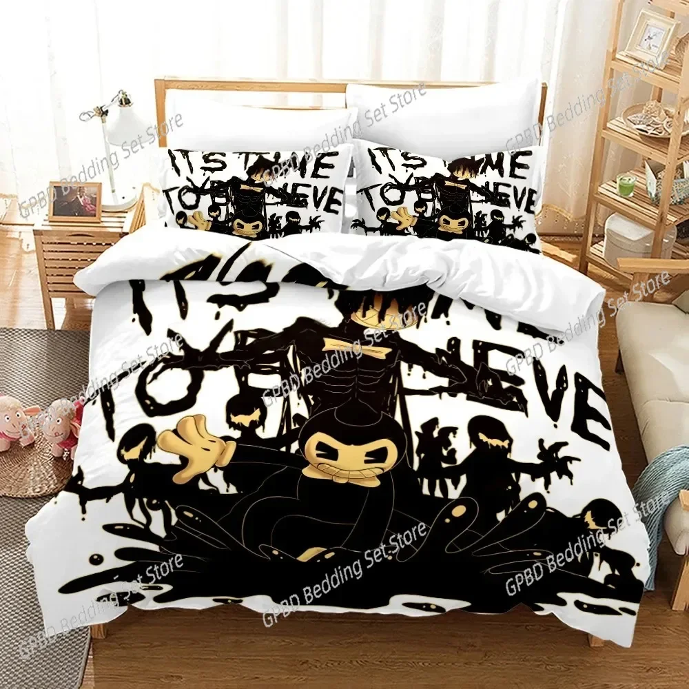 

Bendy N Ink Machine Bedding Set For Bedroom Soft Modern Bedspreads Comefortable Kids Duvet Cover Quilt Cover And Pillowcase